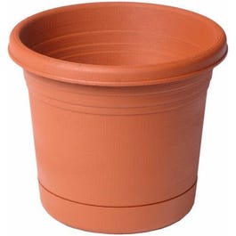 Planter & Saucer, Plastic,  Terra Cotta, 4.5-In.