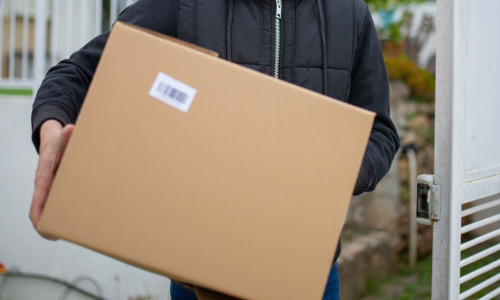 A man carrying a large cardboard box
