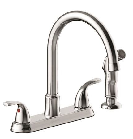 Seasons Raleigh Double-Handle Gooseneck Kitchen Faucet with Side Sprayer in Chrome