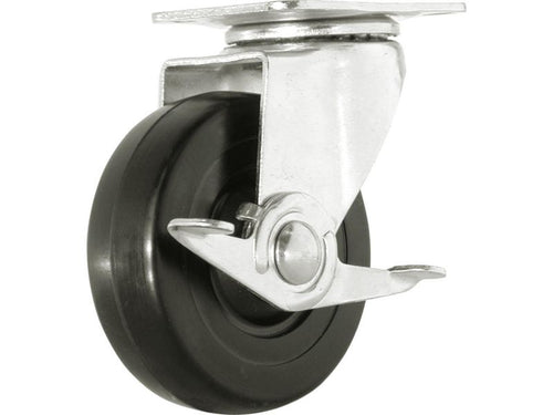 Shepherd Hardware 4-Inch Swivel Plate Soft Rubber Caster with Brake, 200-lb Load Capacity